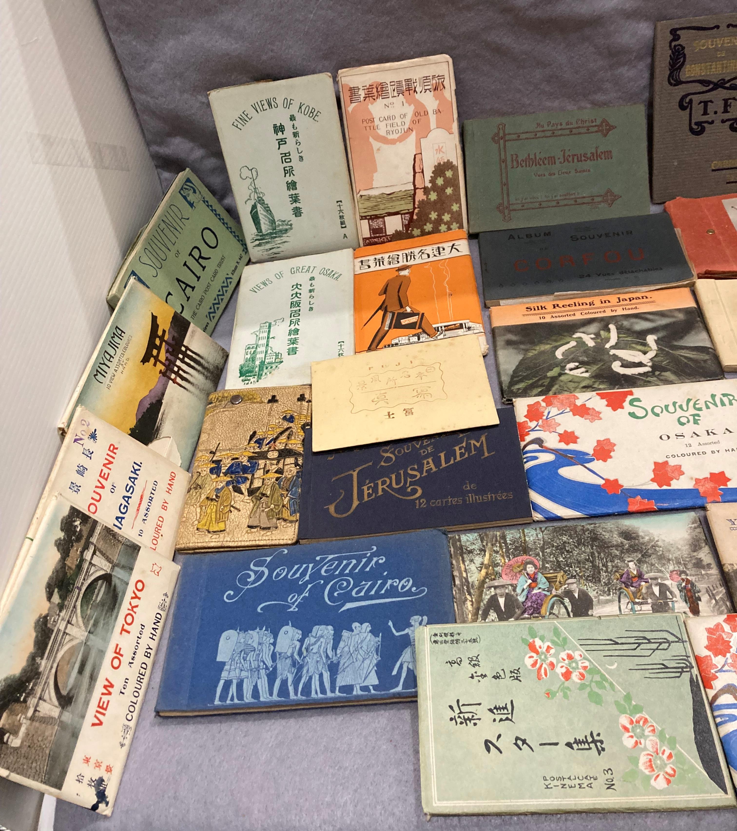 Contents to tray - 38 souvenir postcard albums including Corfu, Constantinople, Port Said, Cairo, - Image 2 of 4