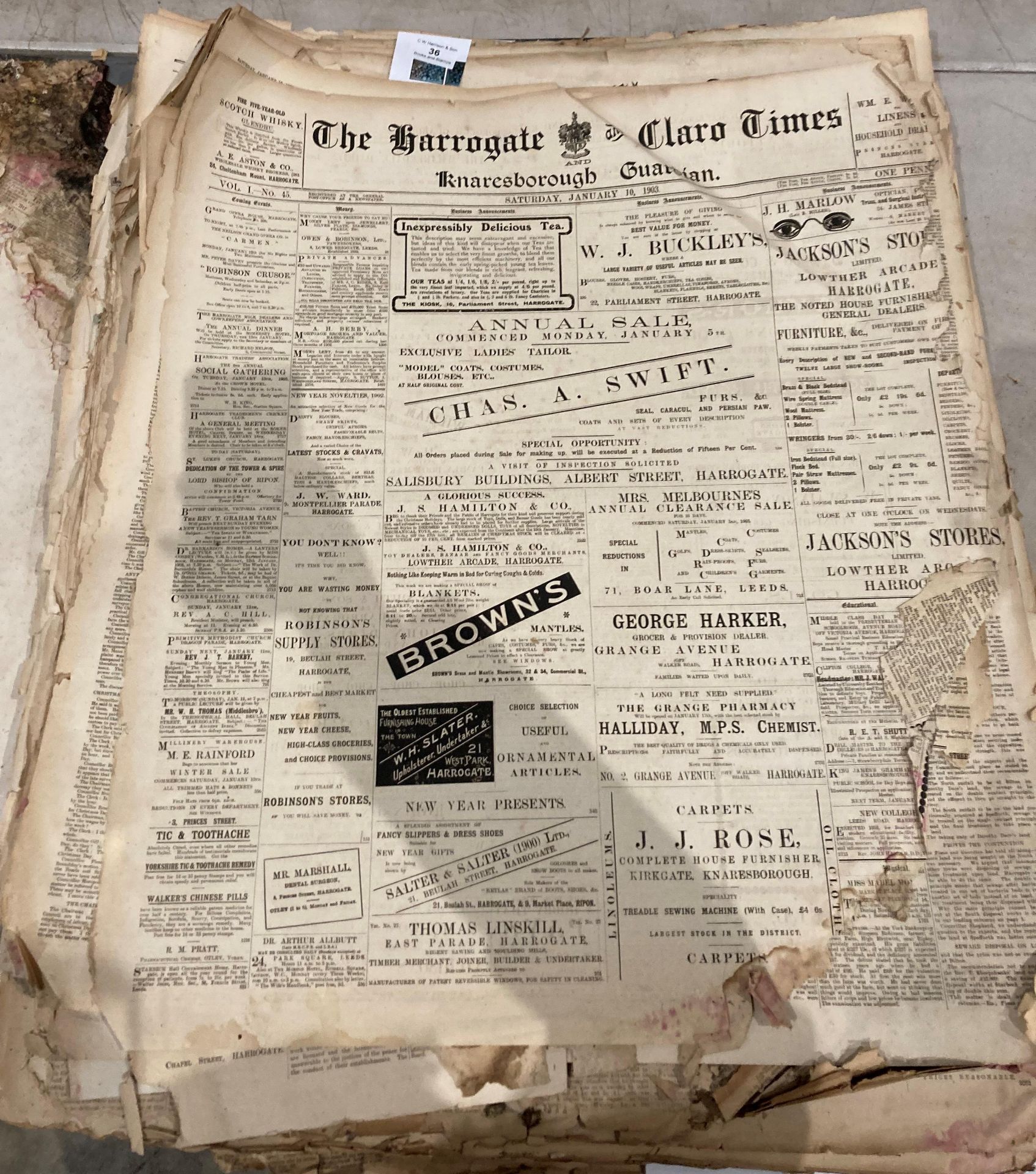 The Harrogate and Claro Times and Knaresborough Guardian - Jan 10th through Dec 24th 1903 - starts