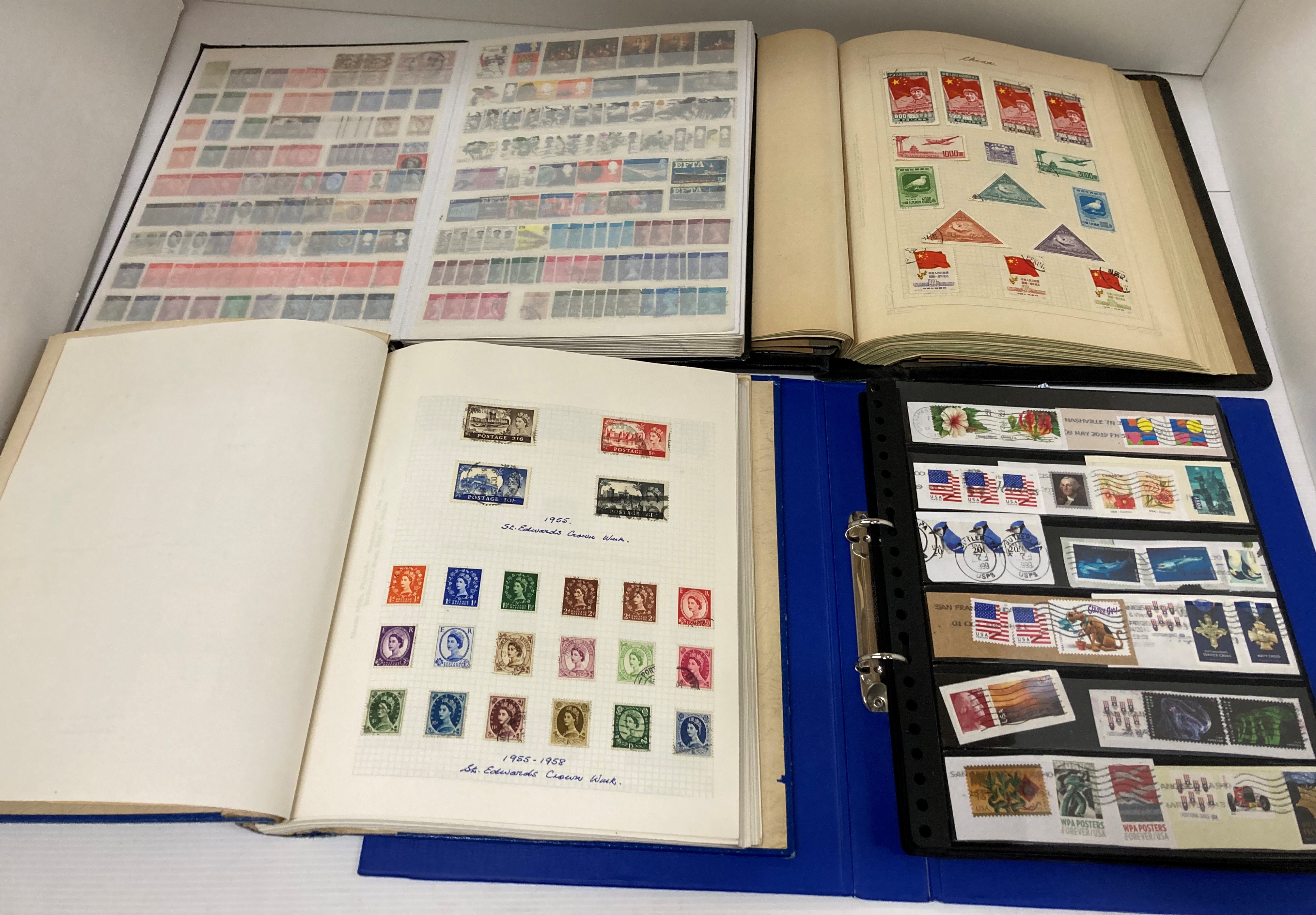 Contents to box - four larger stamp albums featuring World and GB stamps, - Image 6 of 8