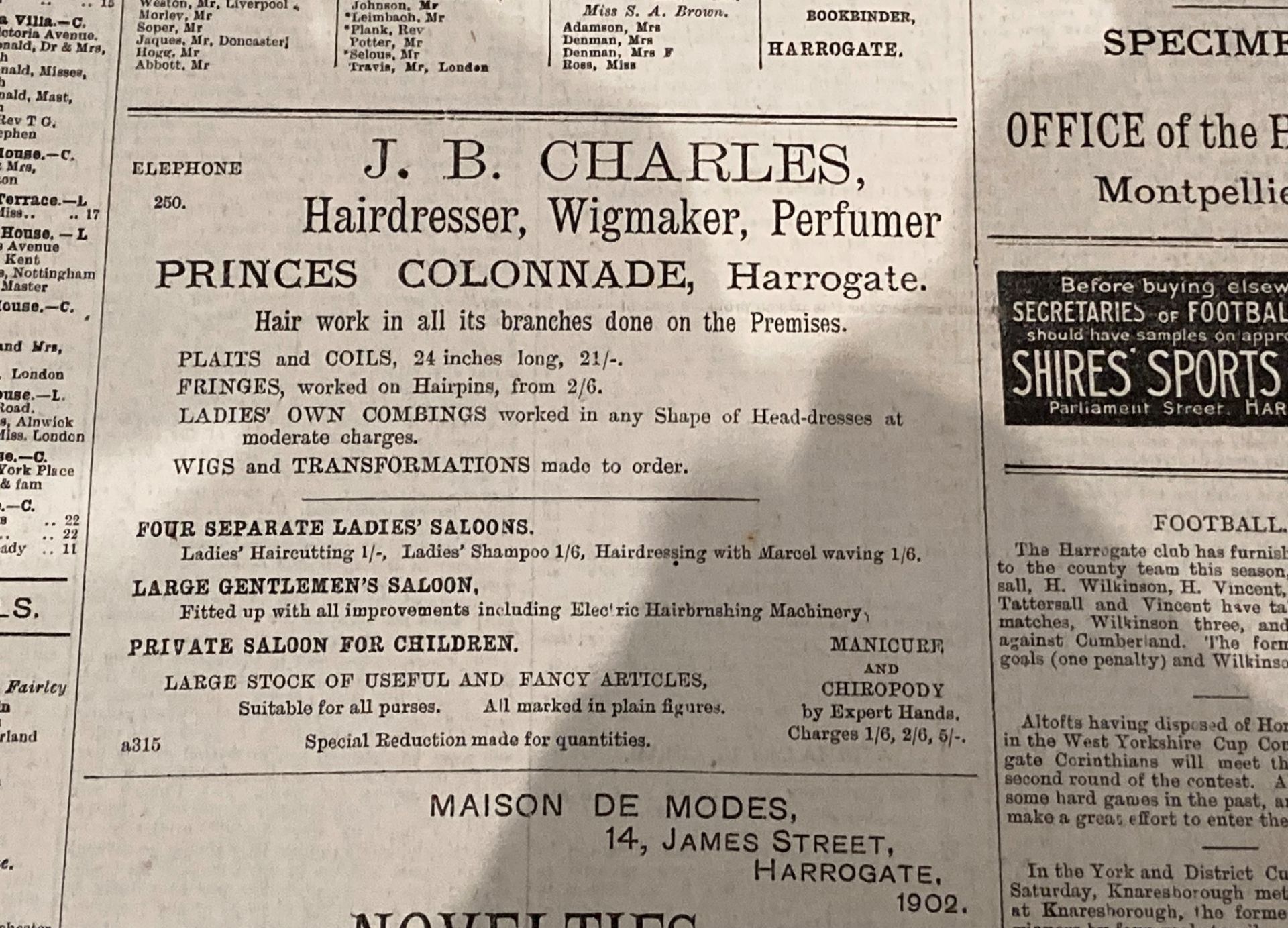 The Harrogate Advertiser and List of Visitors 66th Year of Publication - Sat Jan 4th 1902 - price - Image 9 of 11