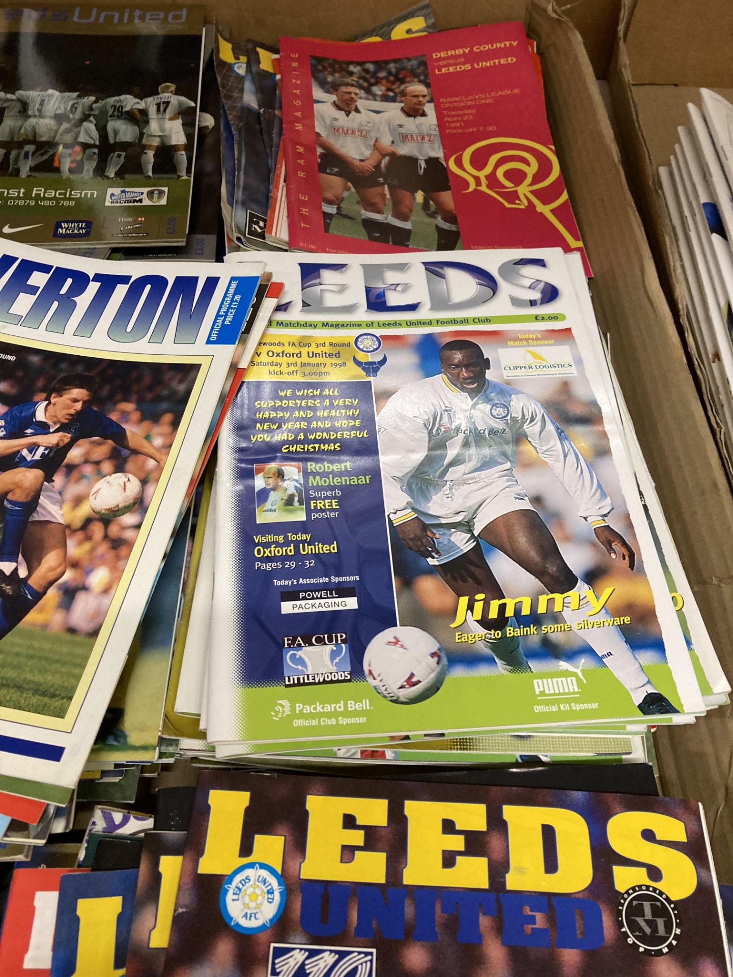 Contents to tray - large quantity of mainly home Leeds United programmes mainly 1990's but some - Image 4 of 5