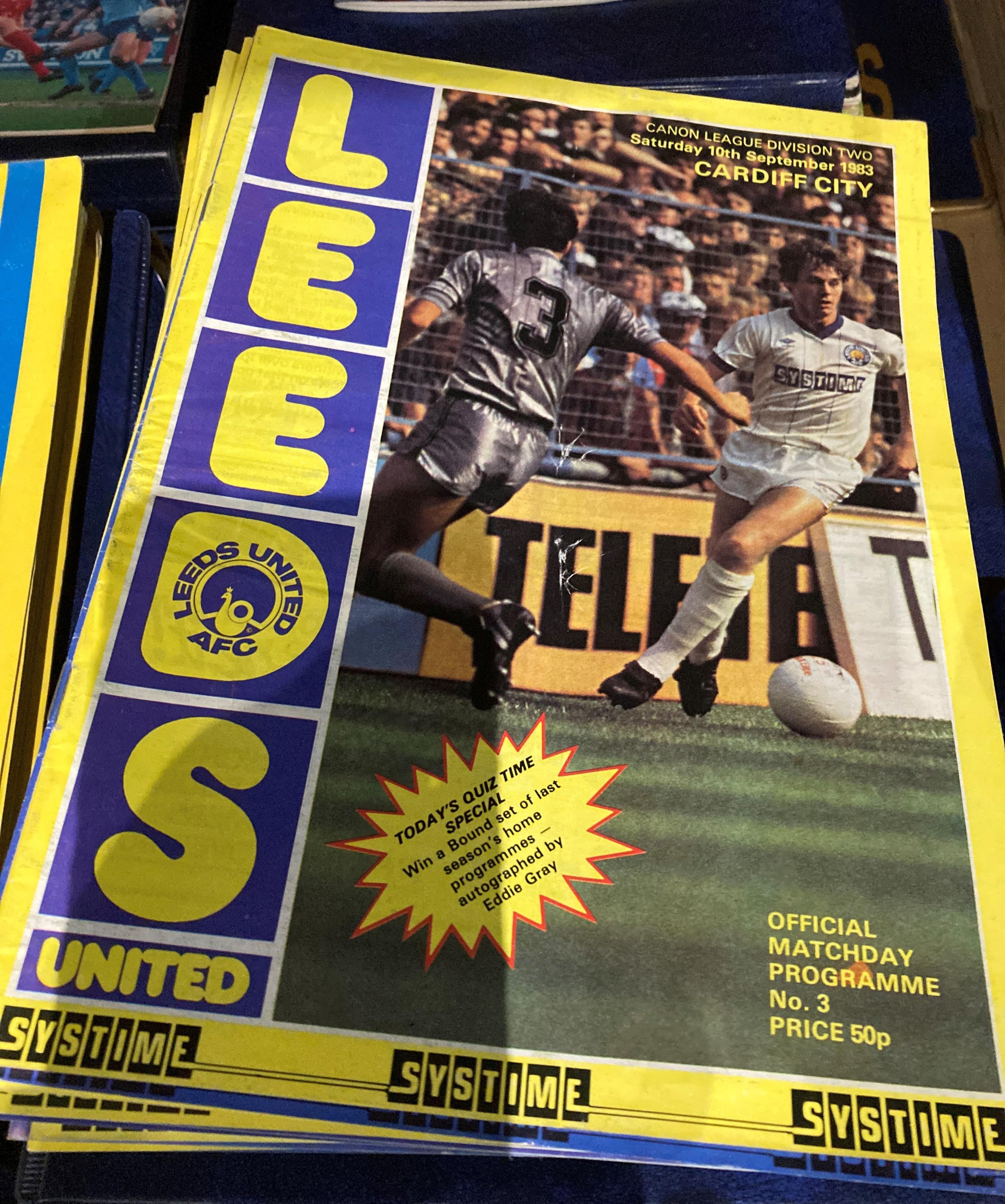 Contents to tray - a large quantity of Leeds United home and away programmes including 25 home - Image 3 of 10