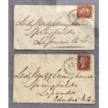 Two franked envelopes with penny red stamps both dated 1856.