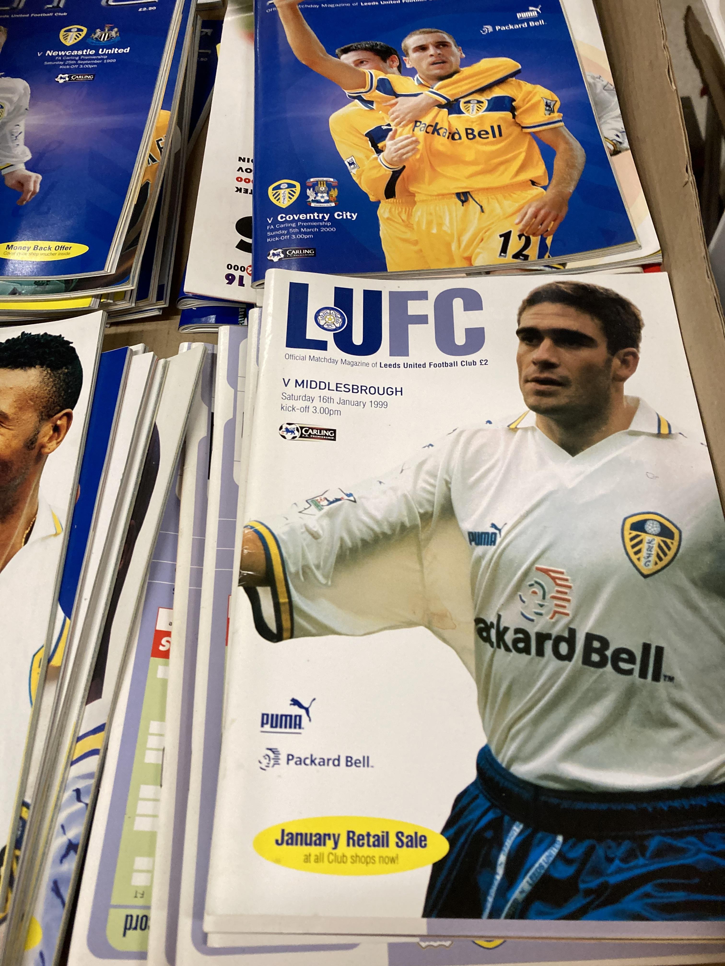 Contents to tray - a large quantity of mainly home Leeds United programmes 1999, - Image 2 of 7