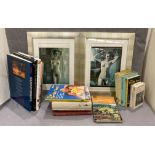 Contents to box - two framed photo prints 'Nude Studies', books on photography,