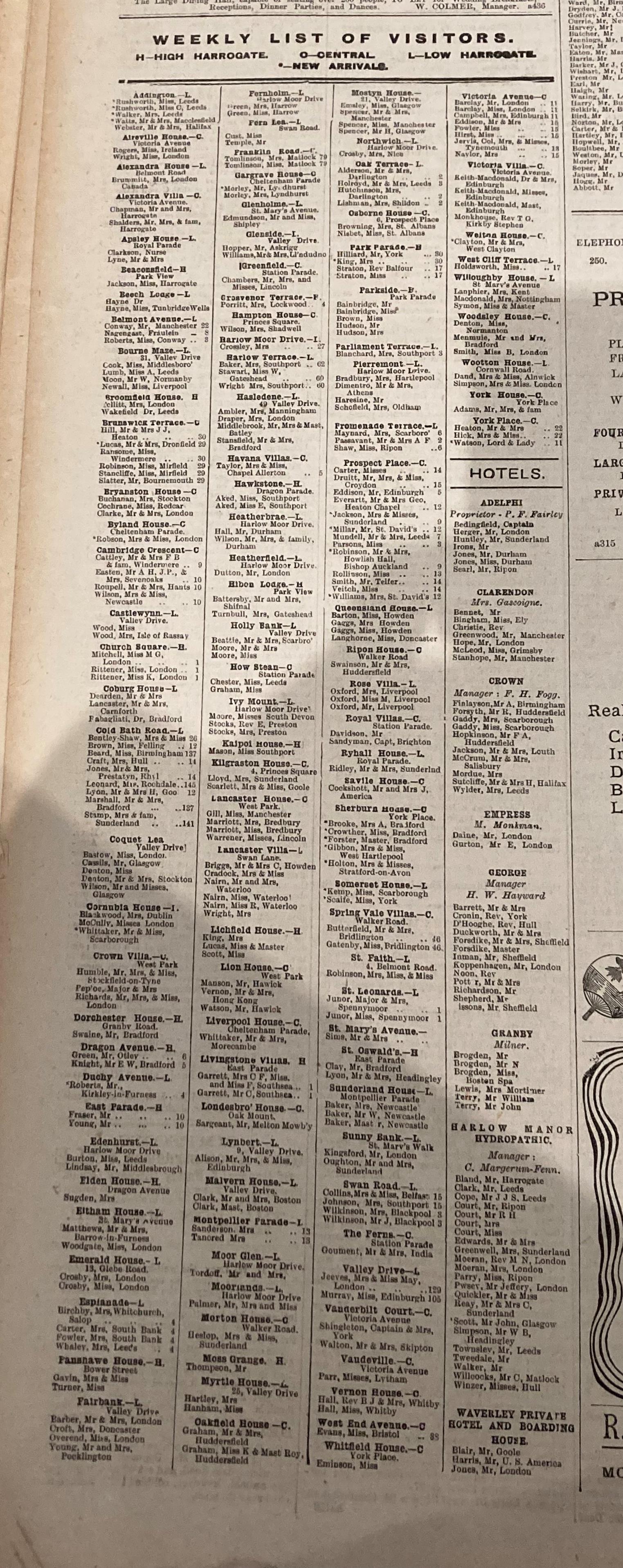 The Harrogate Advertiser and List of Visitors 66th Year of Publication - Sat Jan 4th 1902 - price - Bild 10 aus 11