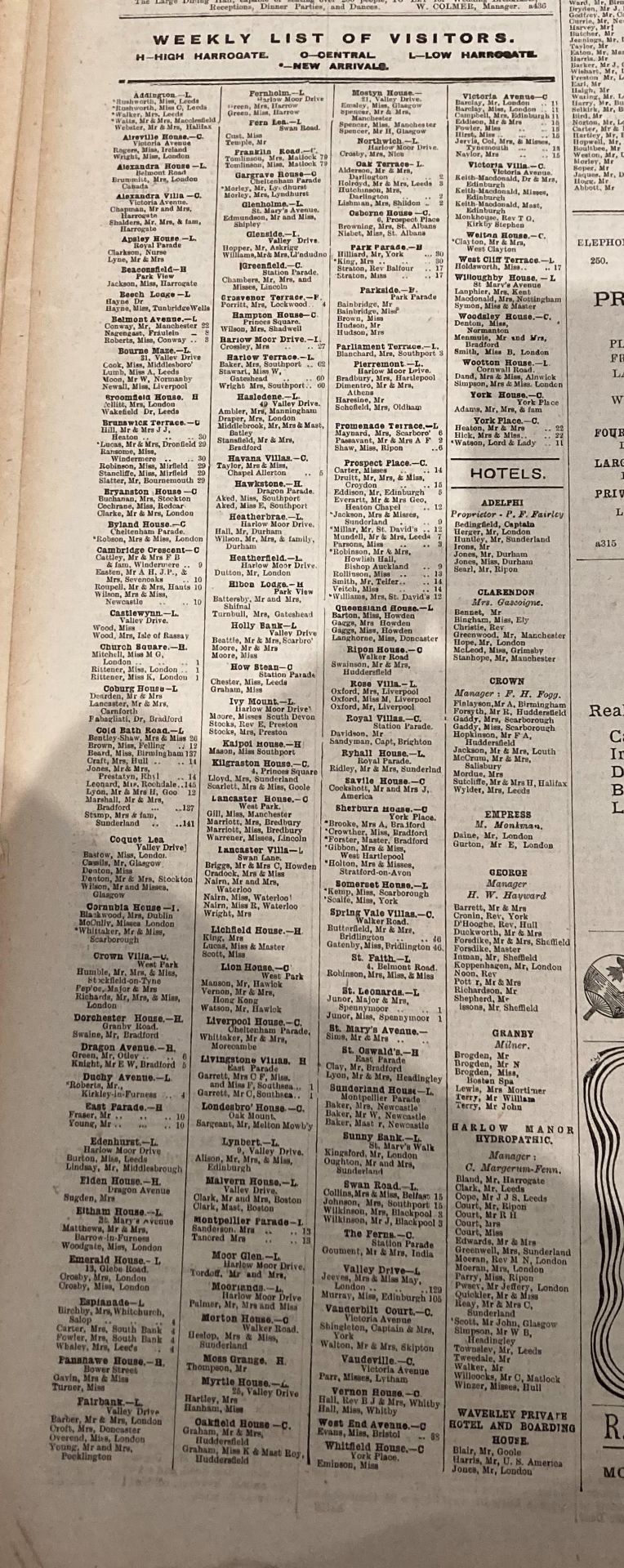 The Harrogate Advertiser and List of Visitors 66th Year of Publication - Sat Jan 4th 1902 - price - Image 10 of 11