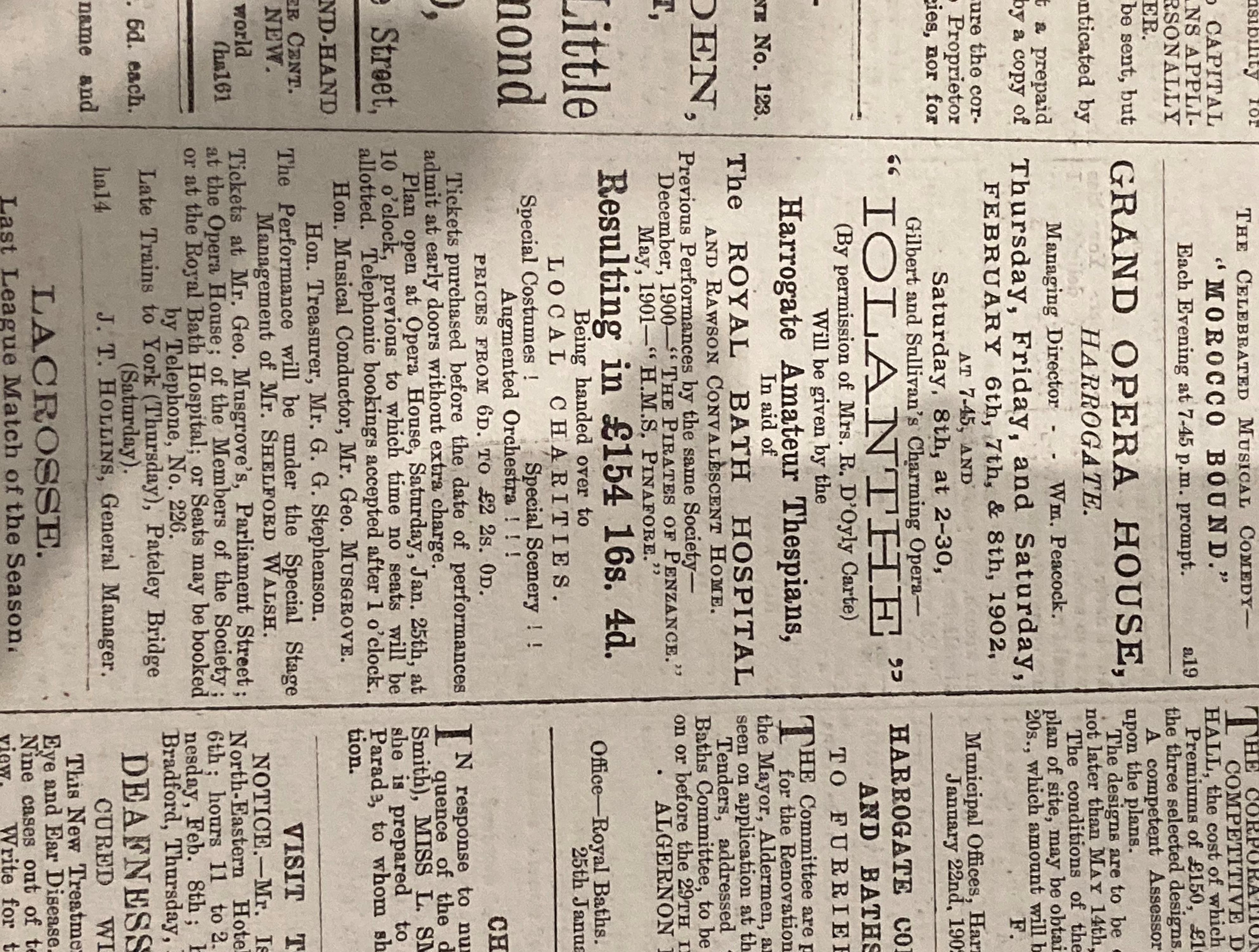 The Harrogate Advertiser and List of Visitors 66th Year of Publication - Sat Jan 4th 1902 - price - Bild 8 aus 11