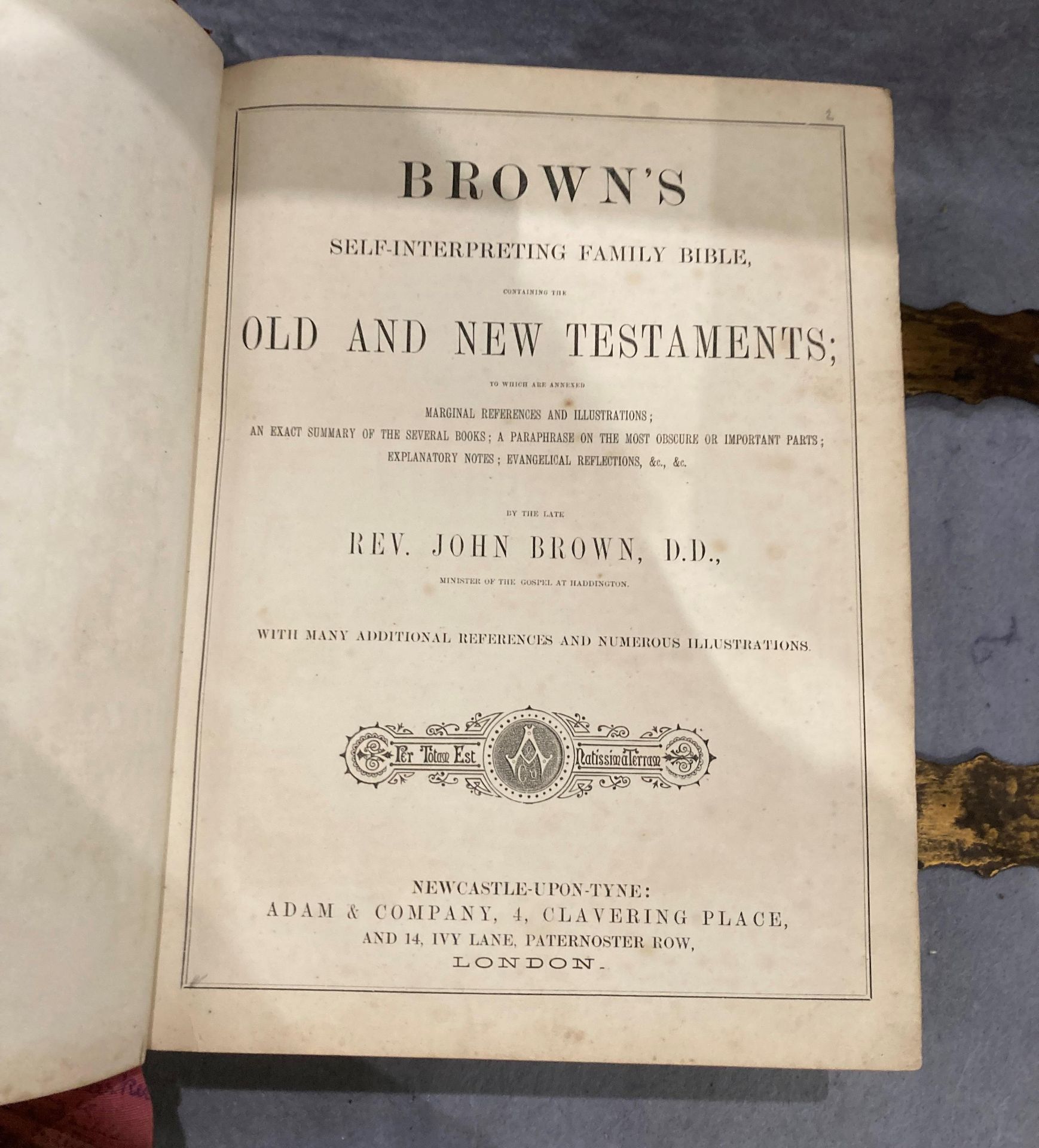 Brown's Self-interpreting Family Bible published by Adam and Co Newcastle-Upon-Tyne - spine is - Image 4 of 6