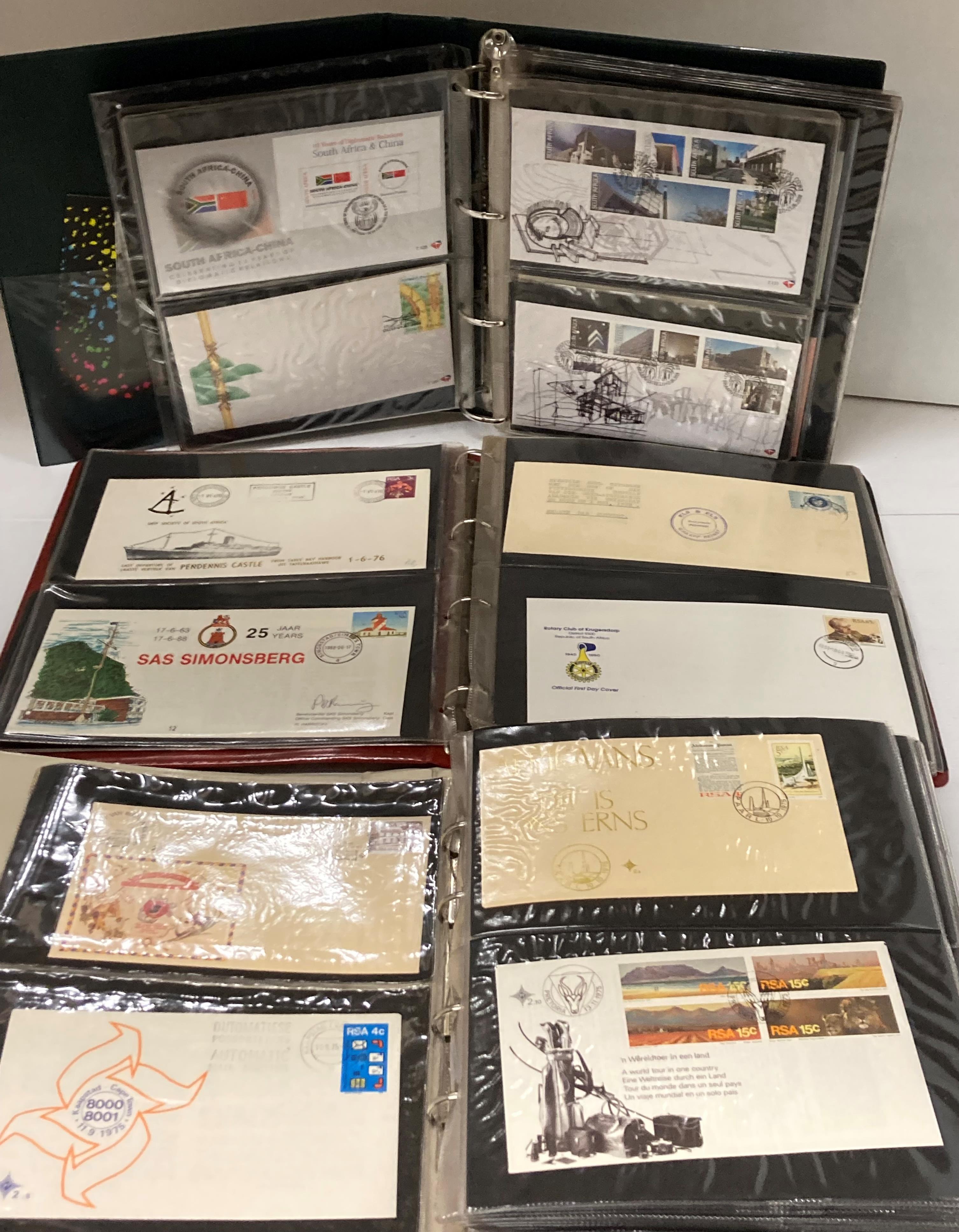 Seven vinyl albums featuring approximately 530 South African First Day Covers and other stamped - Image 5 of 7