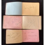 Three autograph books containing many famous autographs from the music halls, theatre and films,