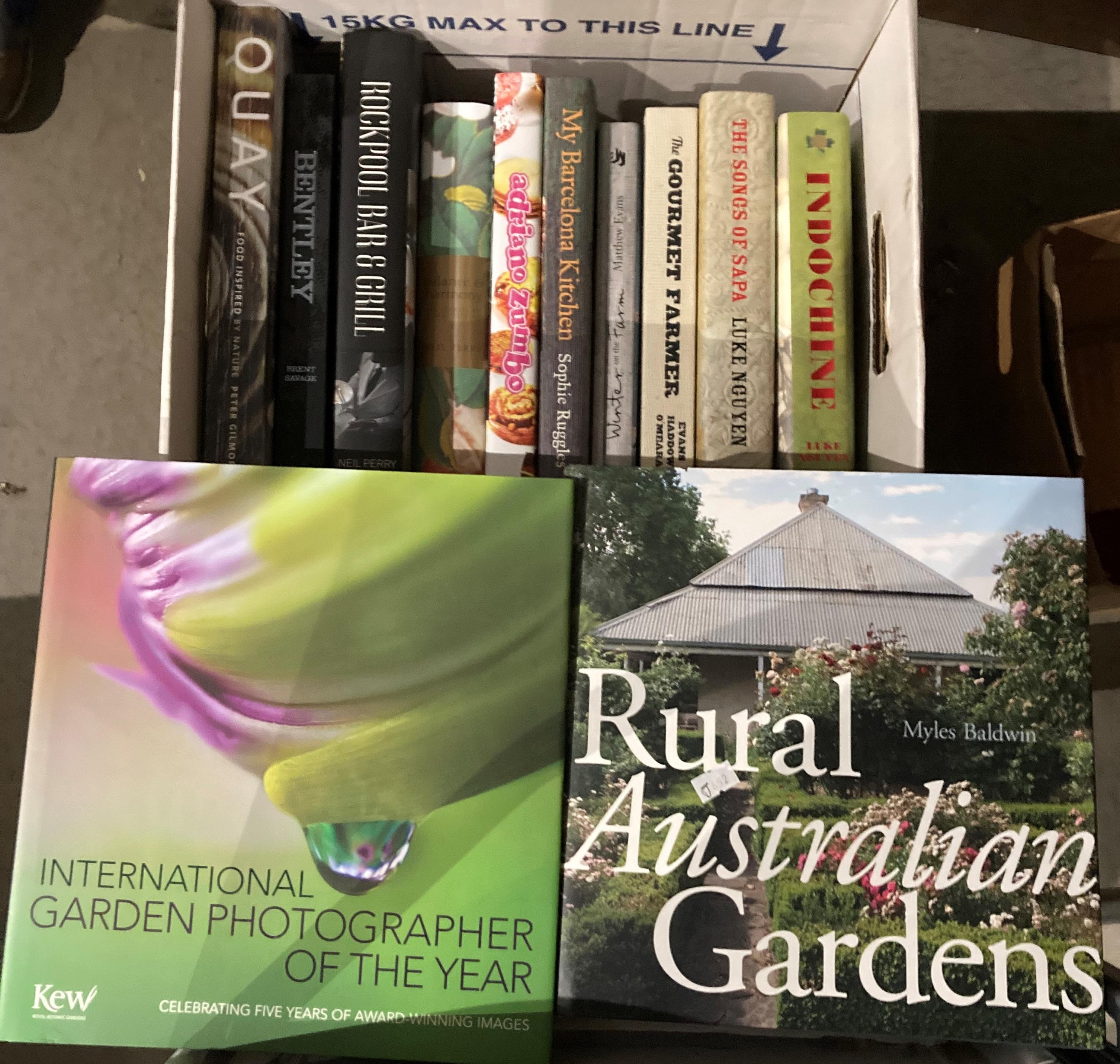 Contents to box - twelve hard back books, mainly cookery and gardening - Rock Pool Bar & Grill,