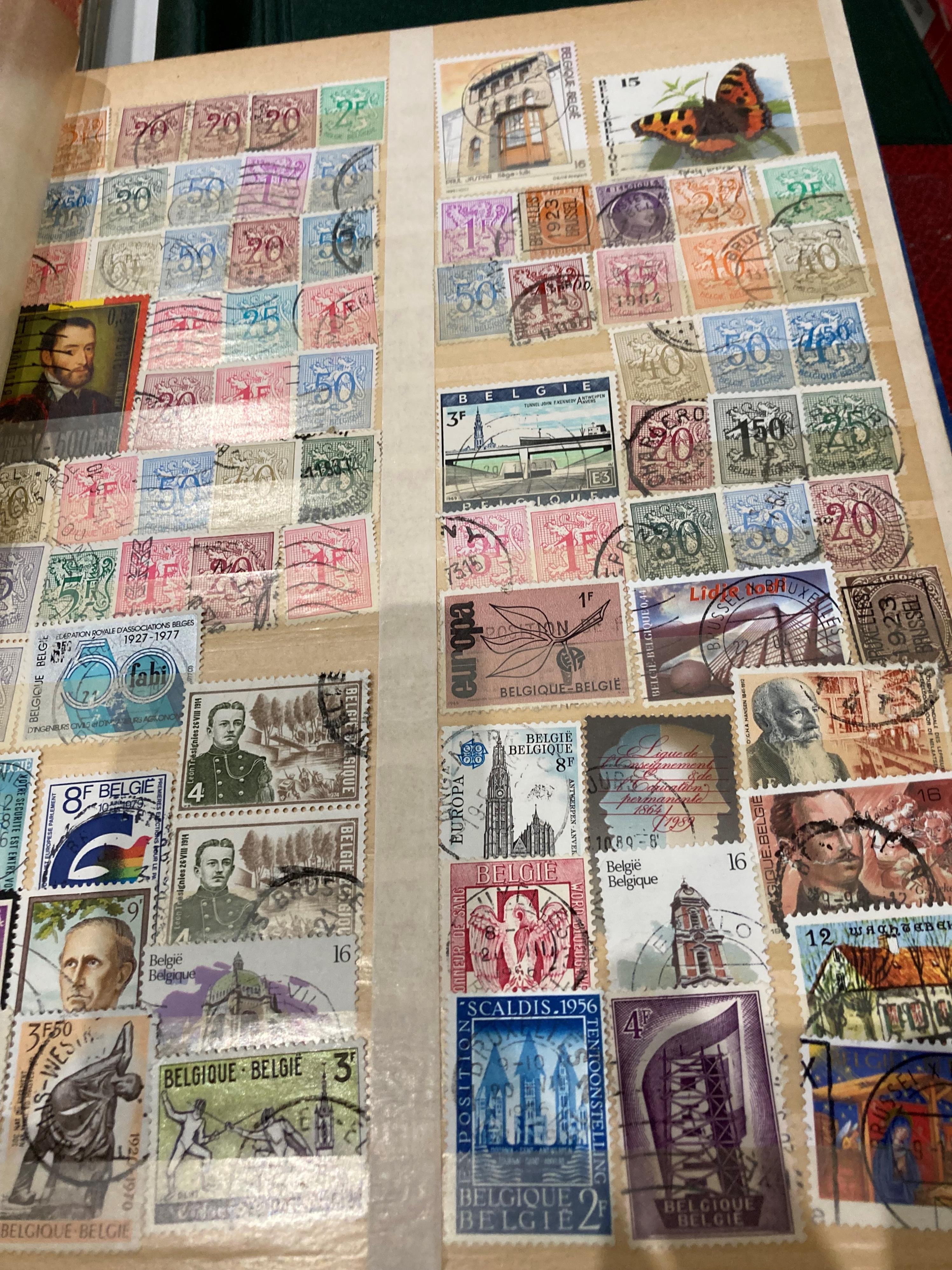 Five stamp albums and contents - Belgian stamps - three fairly full, - Image 5 of 9