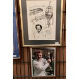 A Glenn Hall framed Limited Edition print of Billy Bremner holding the Division One Champions