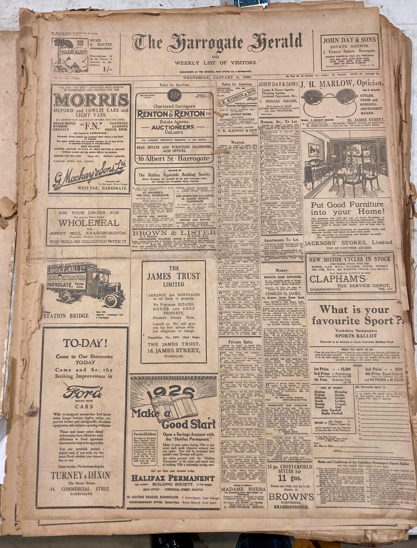 The Harrogate Herald and Weekly List of Visitors No 45 vol LXII - Wed Jan 6th 1926 to Dec 29th -