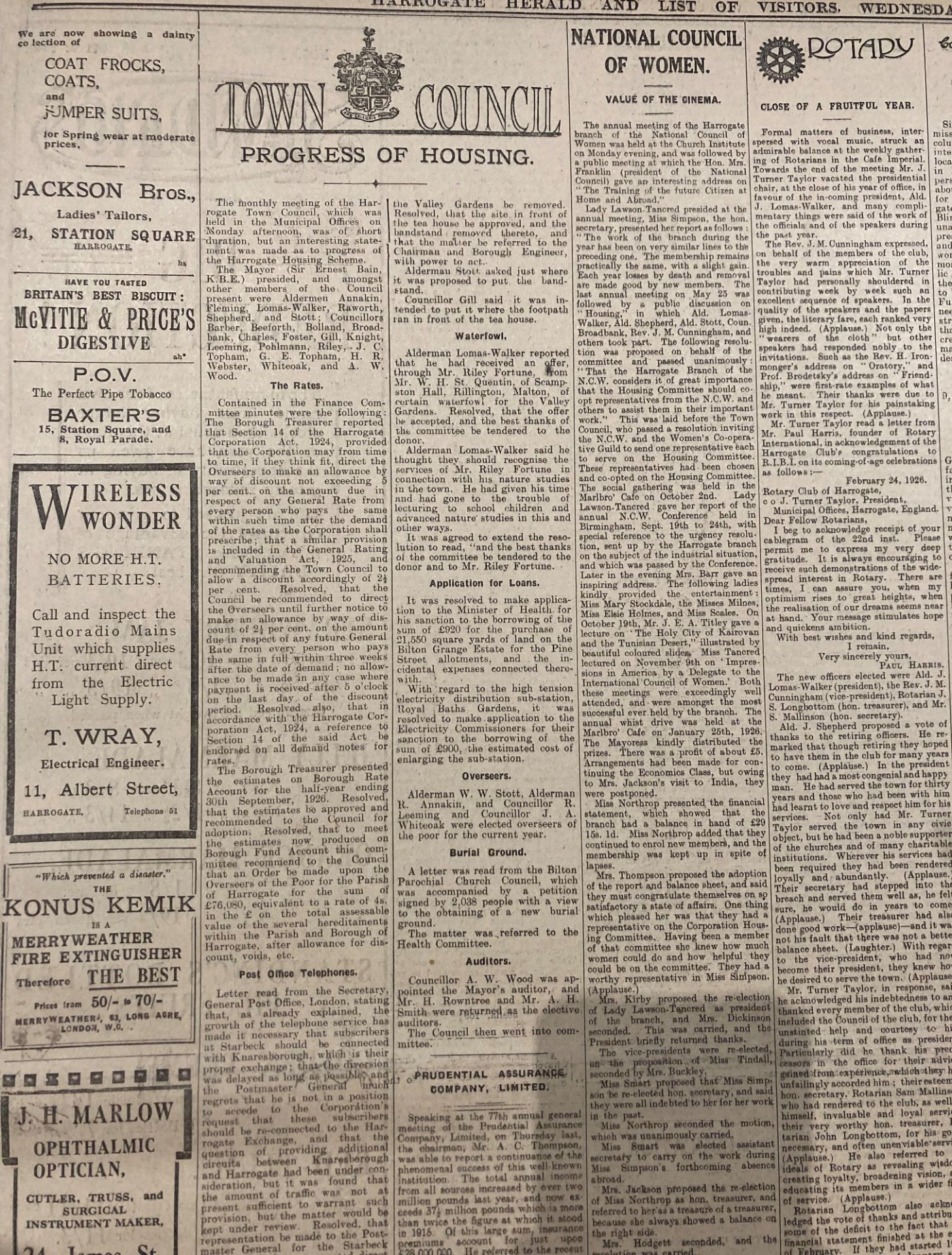 The Harrogate Herald and Weekly List of Visitors No 45 vol LXII - Wed Jan 6th 1926 to Dec 29th - - Image 9 of 9