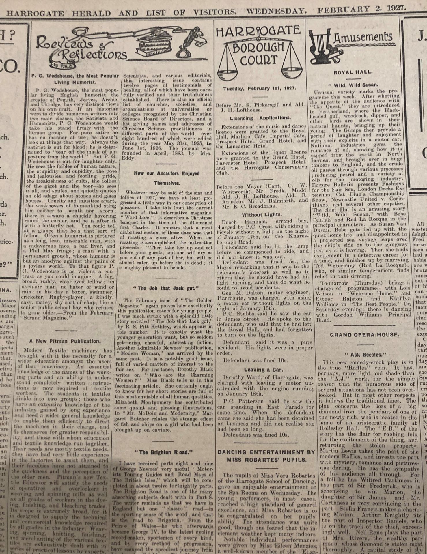 The Harrogate Herald and Weekly List of Visitors No 45 vol LXIII - Wed Jan 5th 1927 to Dec 28th - - Image 8 of 12