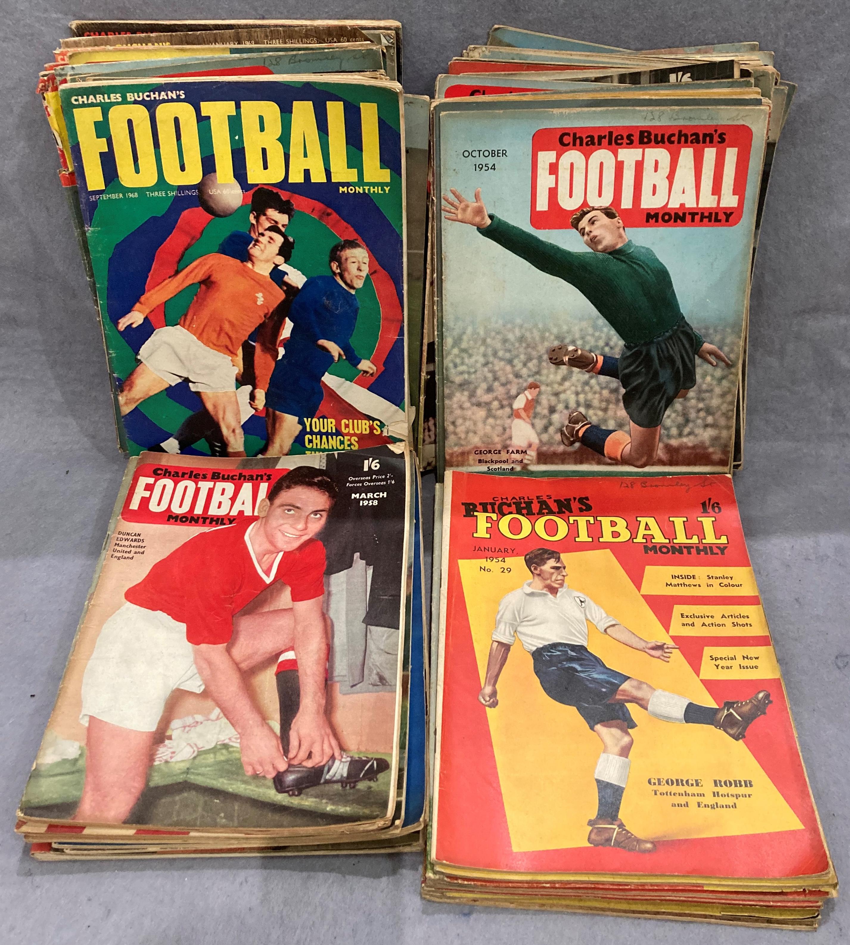 Sixty Charles Buchan Football Monthly magazines circa 1953-1968