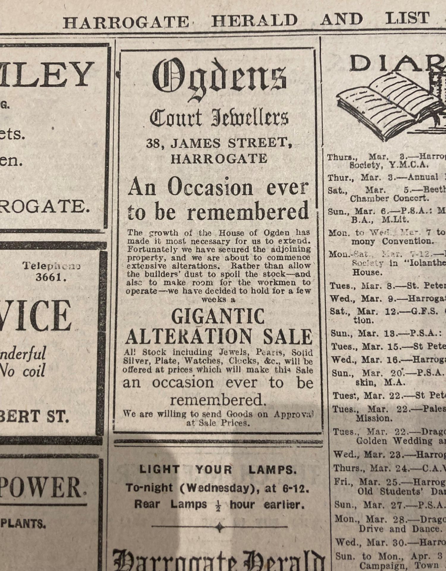 The Harrogate Herald and Weekly List of Visitors No 45 vol LXIII - Wed Jan 5th 1927 to Dec 28th - - Image 10 of 12