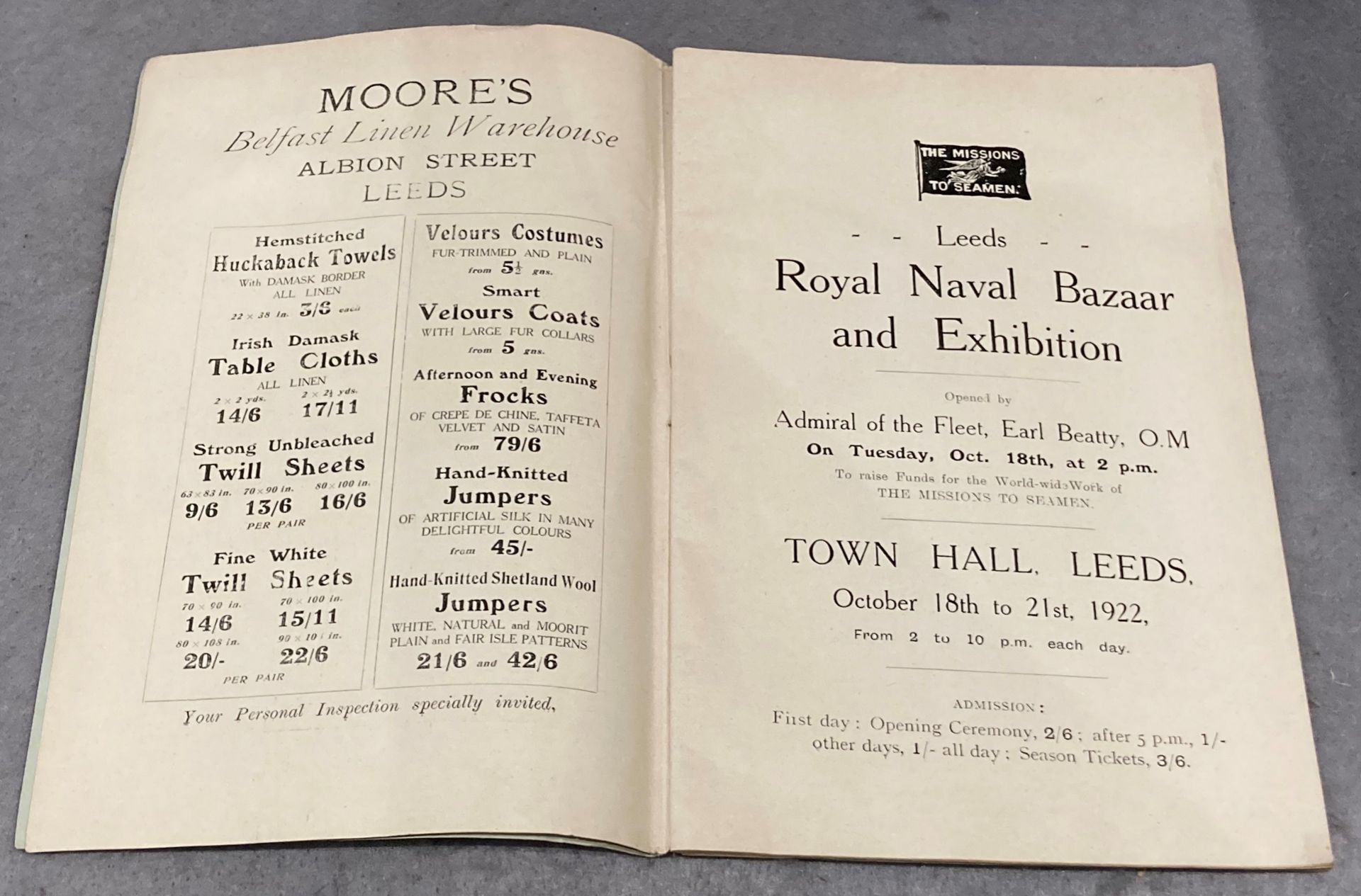 Eight Yorkshire related booklets - The Royal Naval Bazaar and Exhibition, Leeds Town Hall Oct. - Image 5 of 12