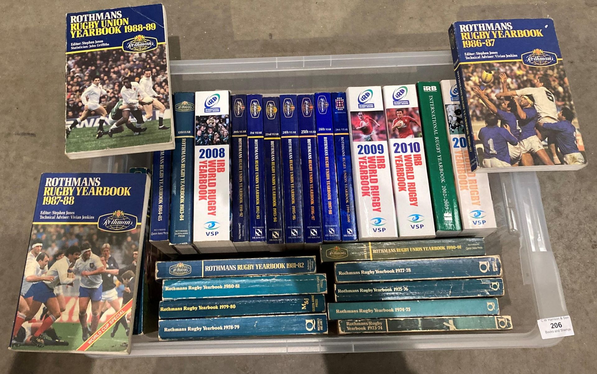 Contents to box - Rothman's Rugby Union and IRB World Rugby Year books - Rothmans circa 1970's/80's