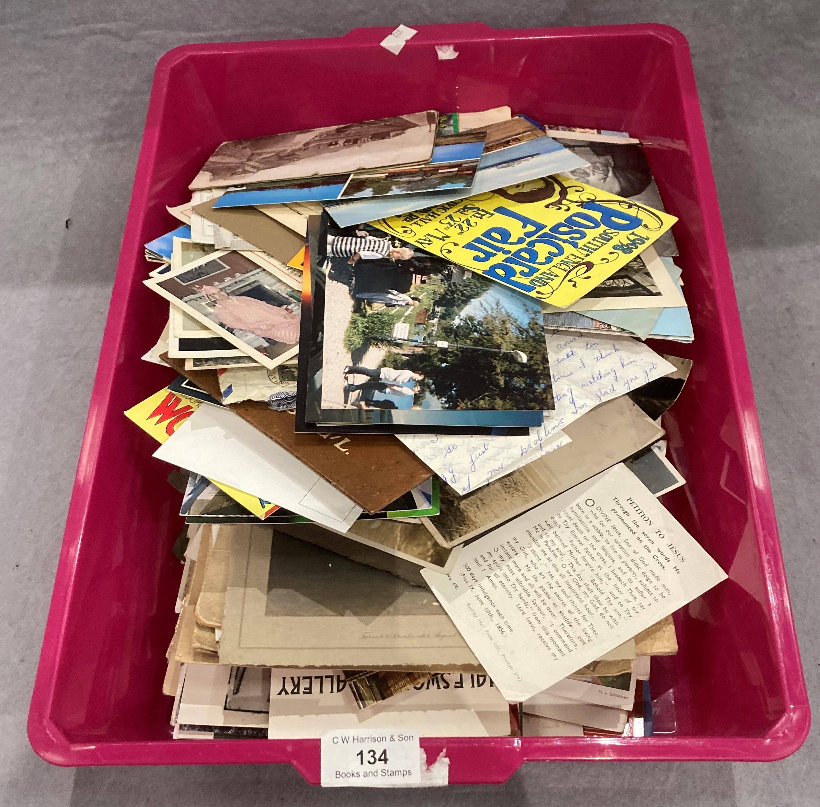 Contents to tray 300 plus items - postcards photographs and assorted ephemera. - Image 4 of 4