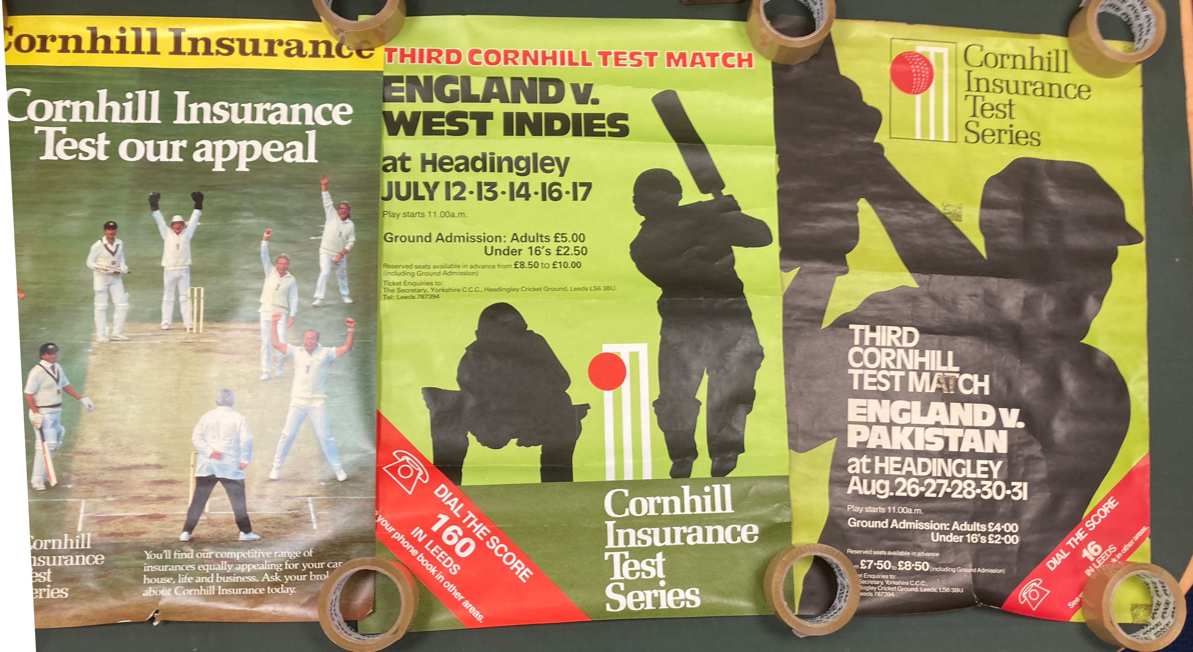 Five Cricket related posters Cornhill Insurance sponsored including England vs Australia, - Image 3 of 3