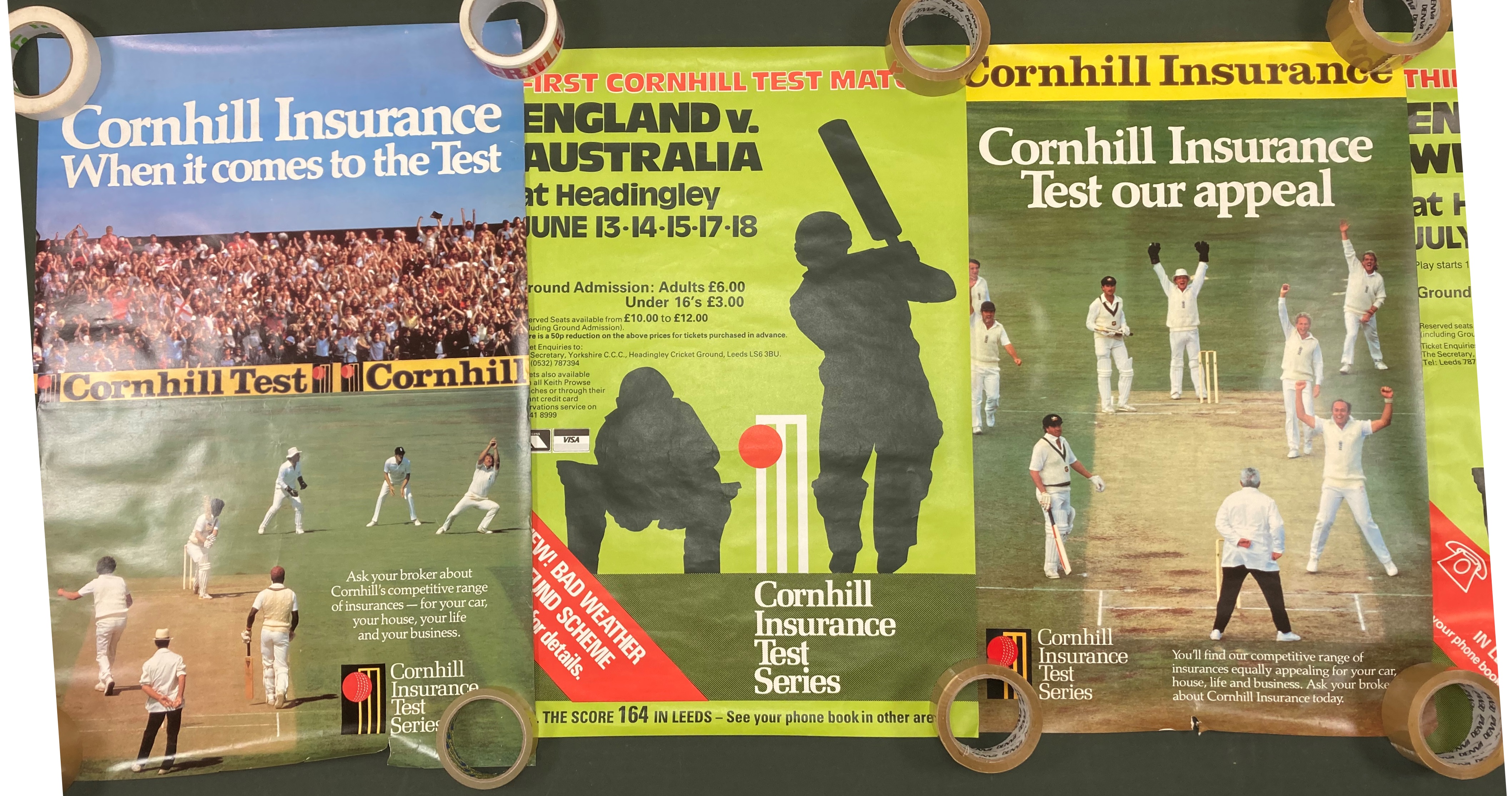 Five Cricket related posters Cornhill Insurance sponsored including England vs Australia, - Image 2 of 3