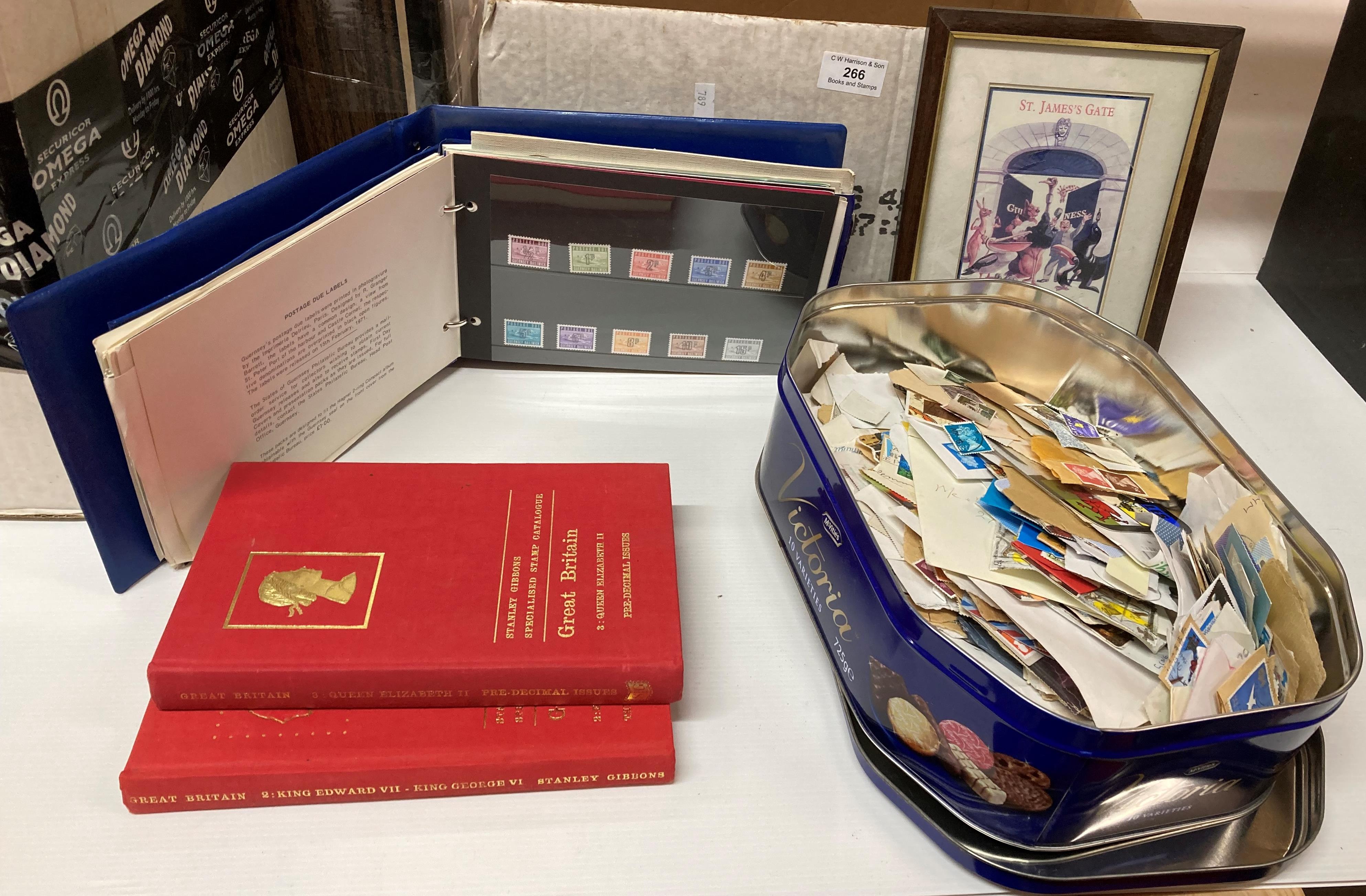 Contents to box - two Stanley Gibbons specialised stamp catalogue books,
