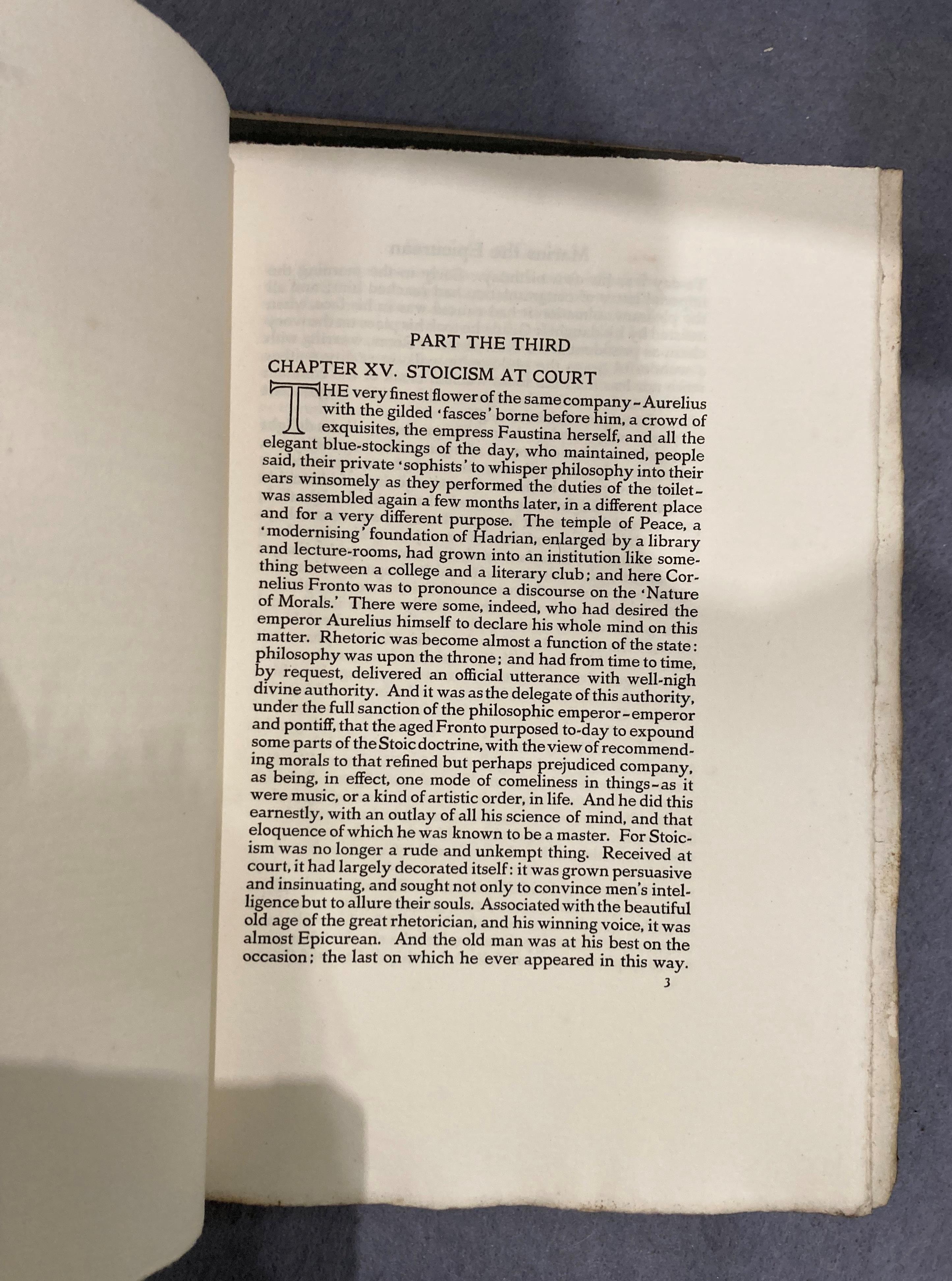 Walter Pater 'Marcus the Epicurean: His Sensations and Ideas' in two volumes published for The - Image 6 of 12