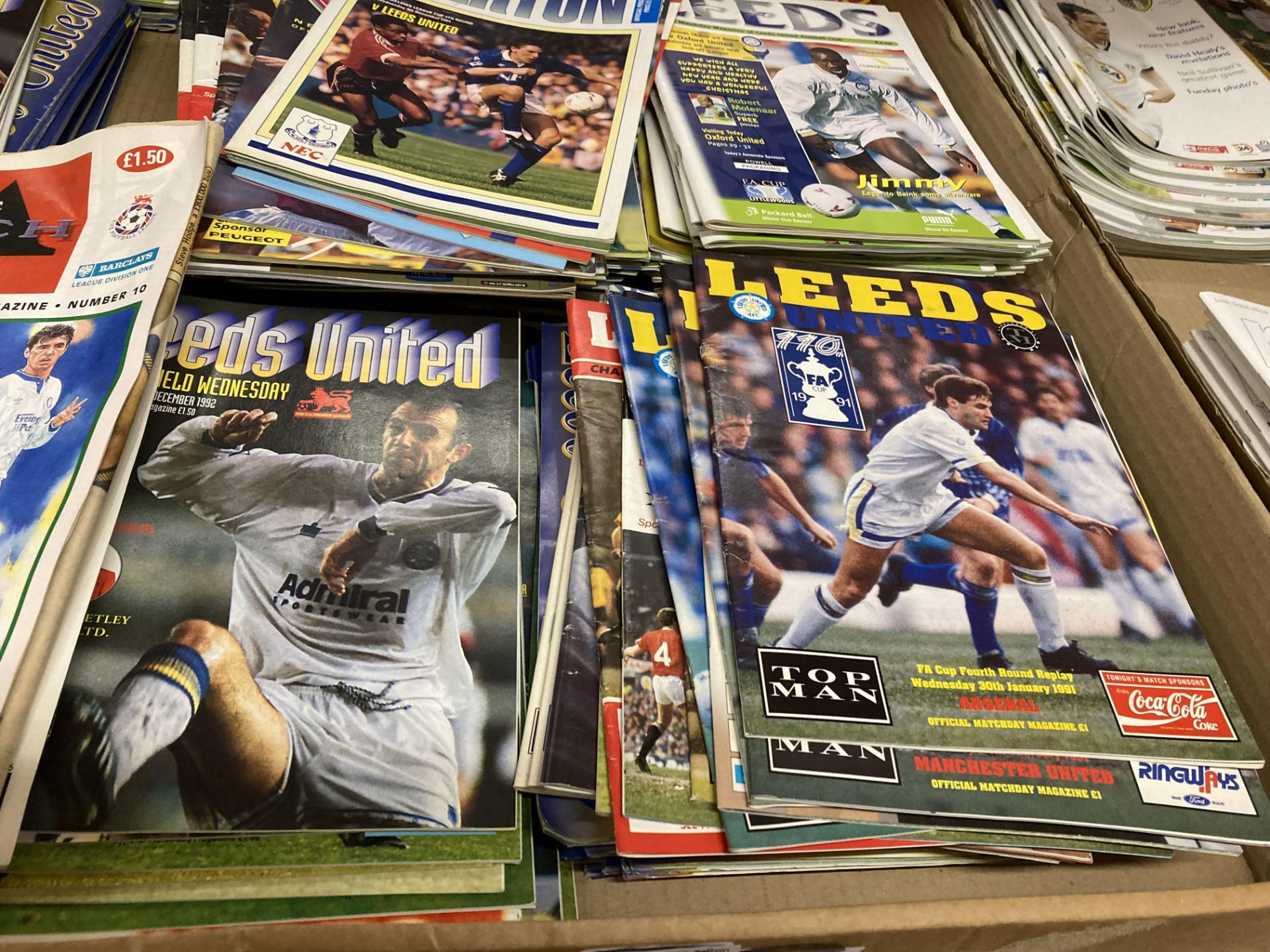 Contents to tray - large quantity of mainly home Leeds United programmes mainly 1990's but some - Image 5 of 5