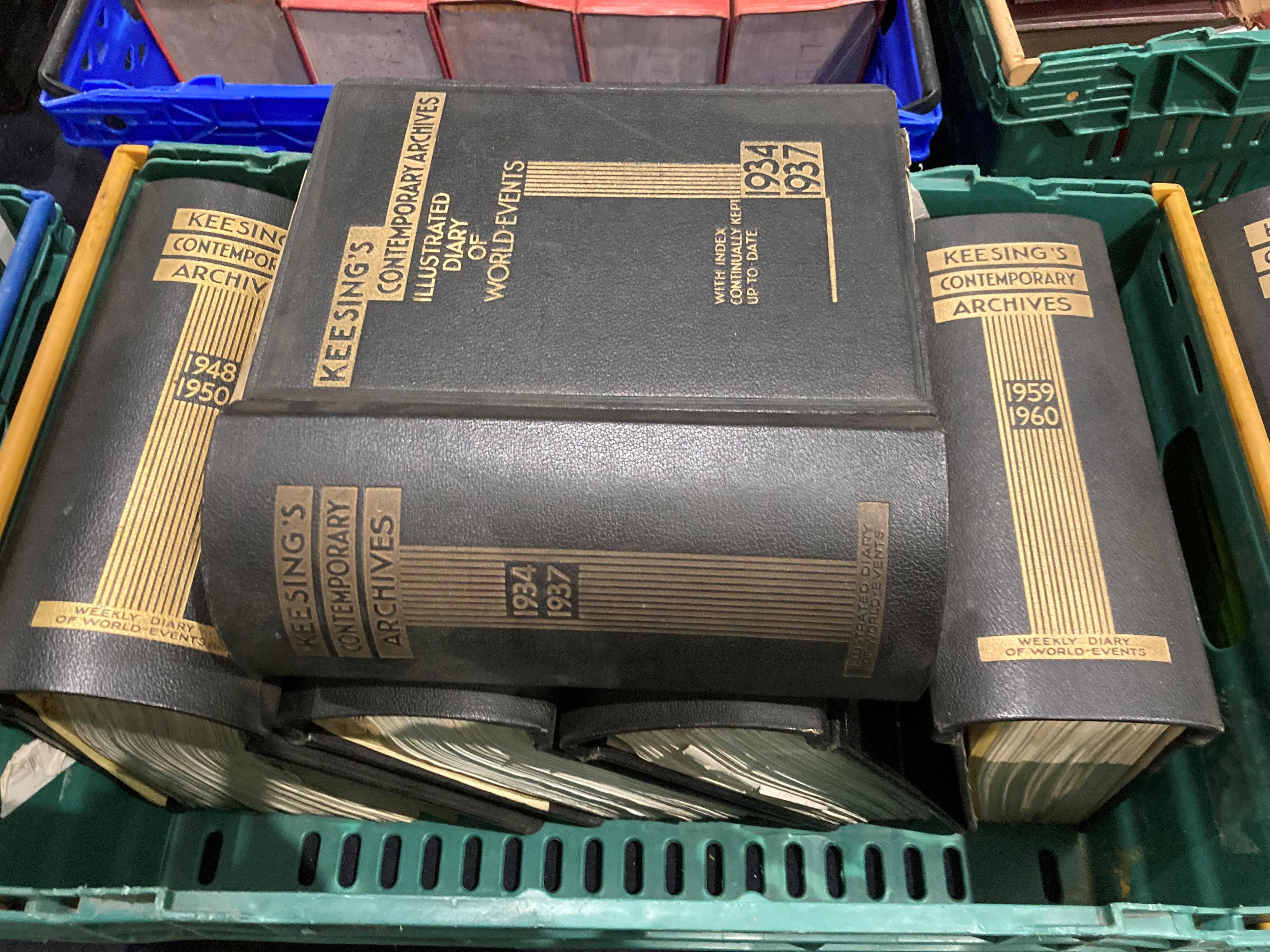 Contents to two green plastic crates - 10 volumes of Keesing's Contemporary Archives being a weekly - Image 3 of 5