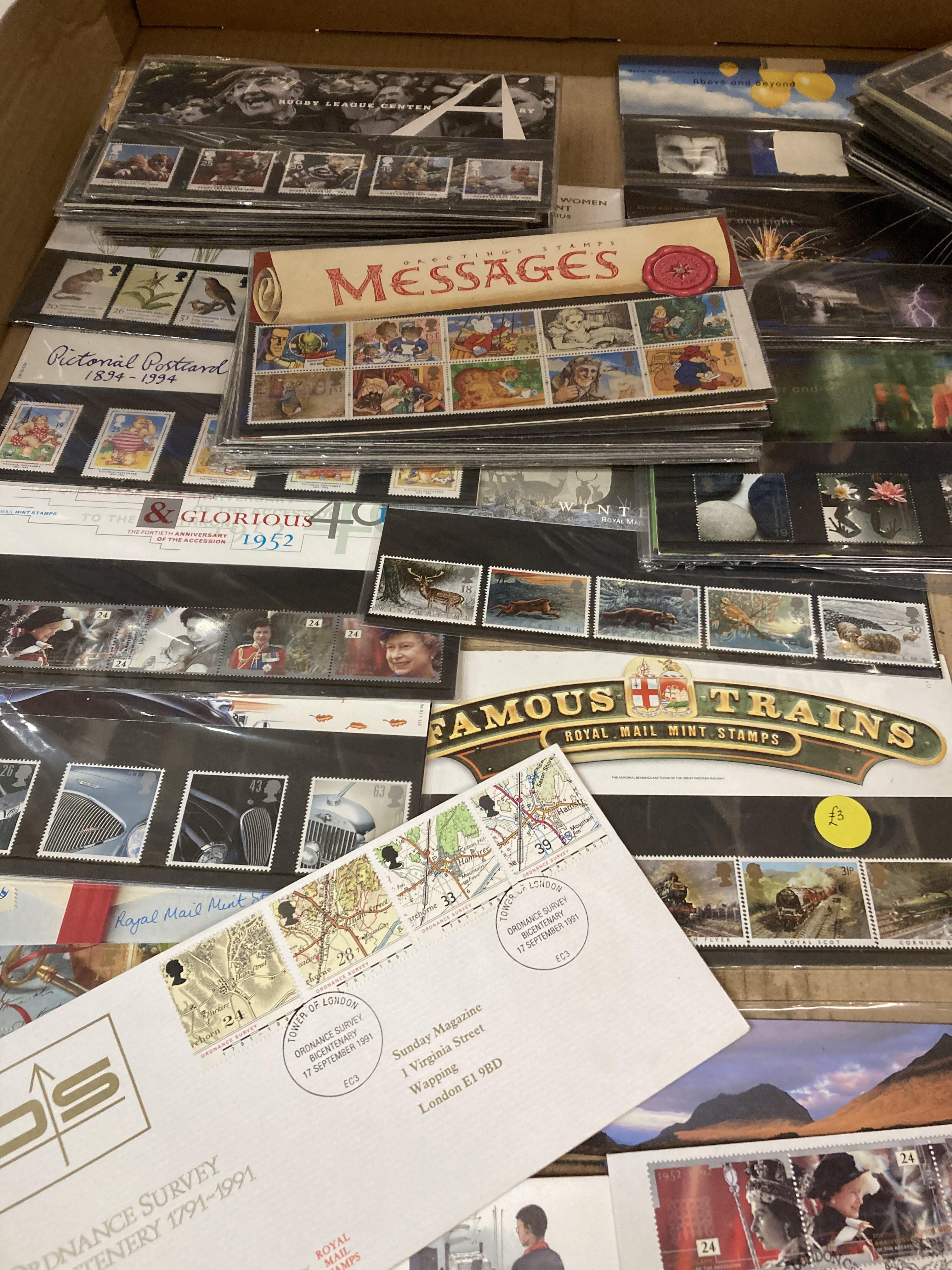 Contents to tray - 85 individual packs of mainly Royal Mint stamps circa 1990's to mid 2000's - Image 2 of 4