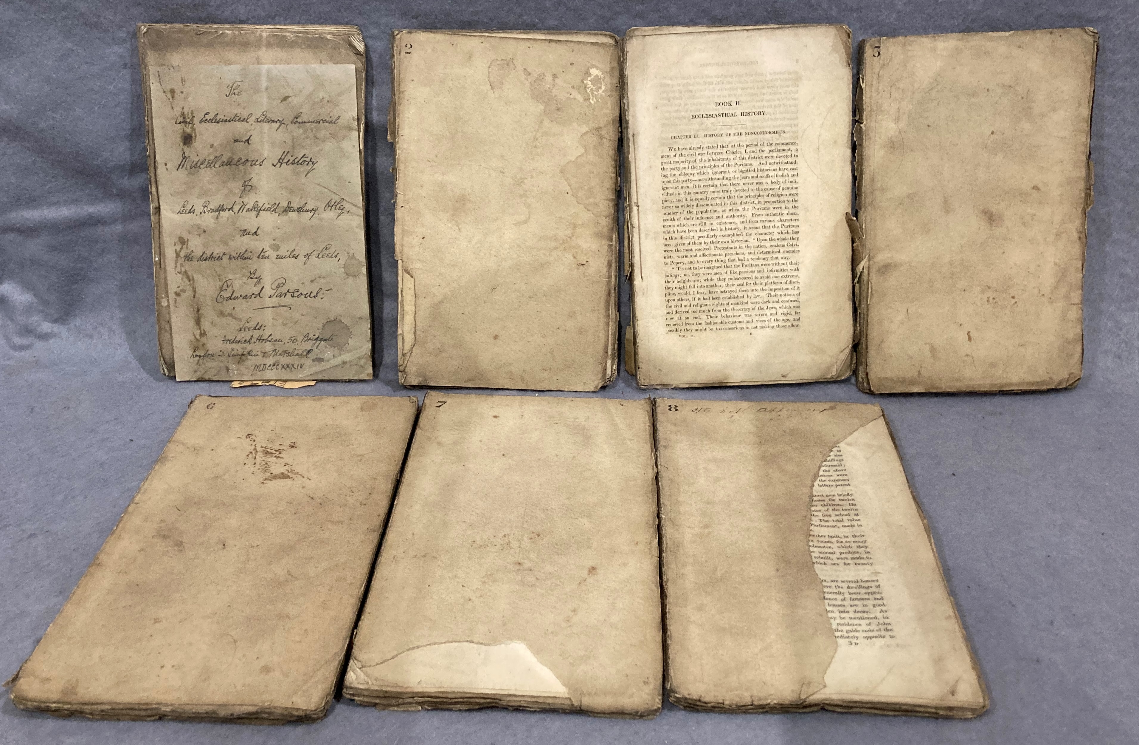 Contents to tray - seven volumes being The Civil Ecclesiastical, Literacy,