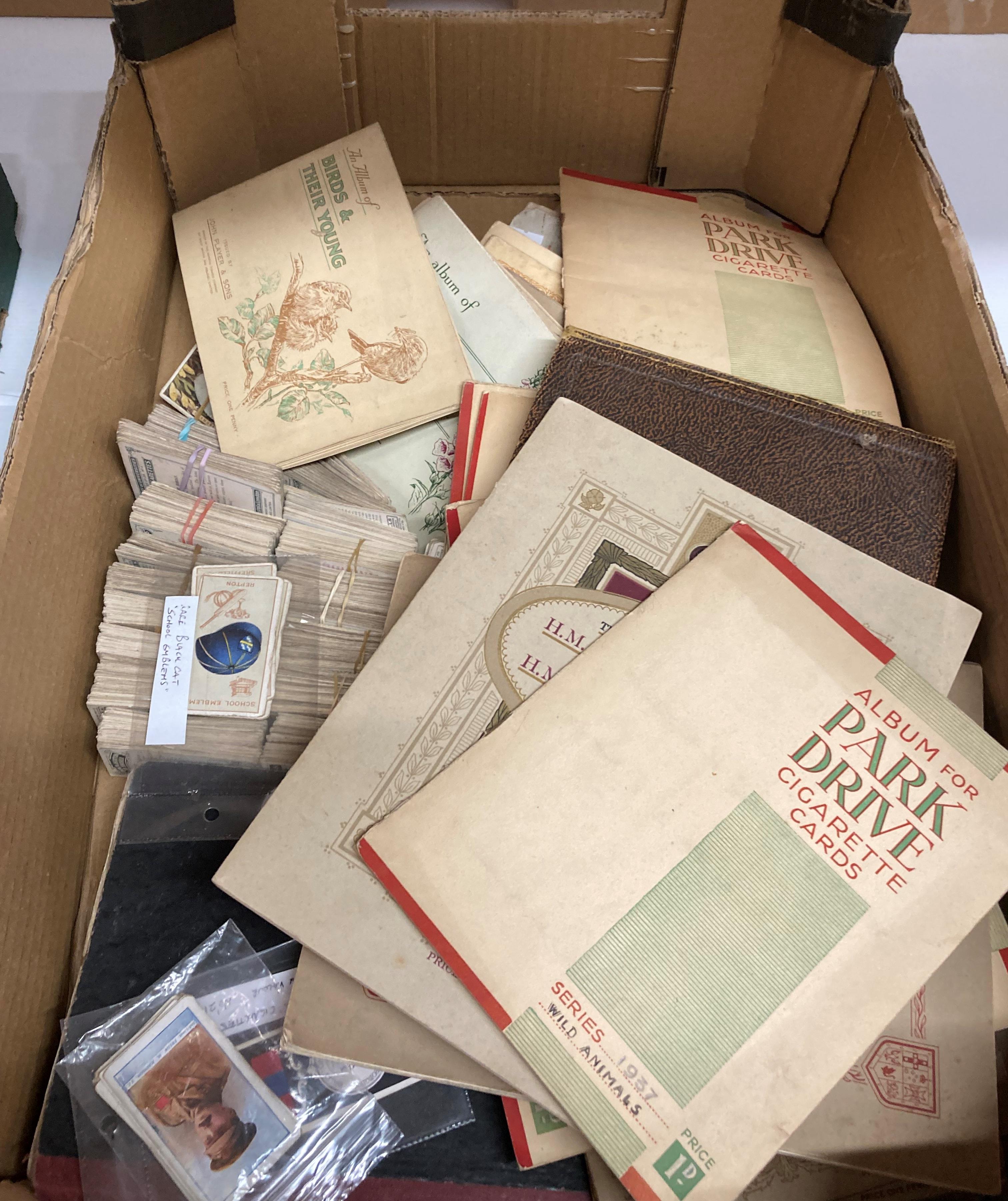 Contents to box - a large collection of cigarette cards (1000's) including full sets in albums