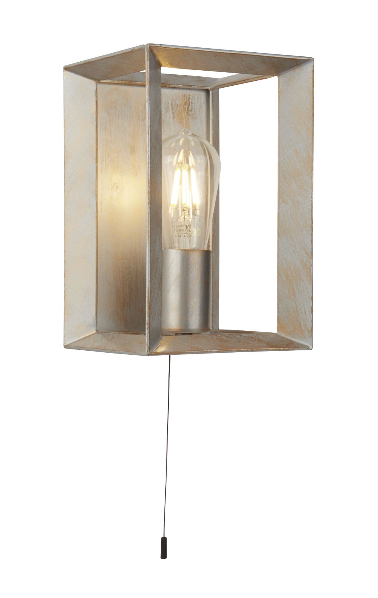 BRUSHED SILVER GOLD WALL LIGHT, 23.5CM HIGH, 60W.