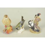 A Royal Worcester 'Pied Woodpeckers' figure group plus a Worcester thrush and a Goebel great tit
