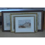 A 19th Century framed watercolour of figures outside a cottage,