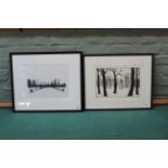 Two black and white etchings 'A Walk in the Snow' 17/75 and 'Time Suspended' 2/50,