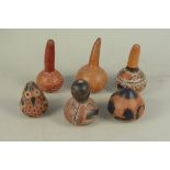 Six various 20th Century South American carved gourds