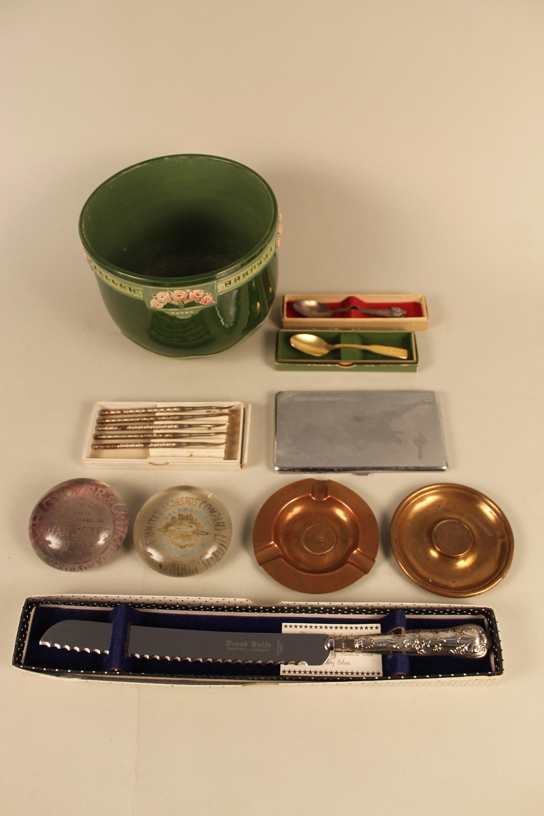 A selection of mixed items including two vintage advertising paperweights, - Image 2 of 3