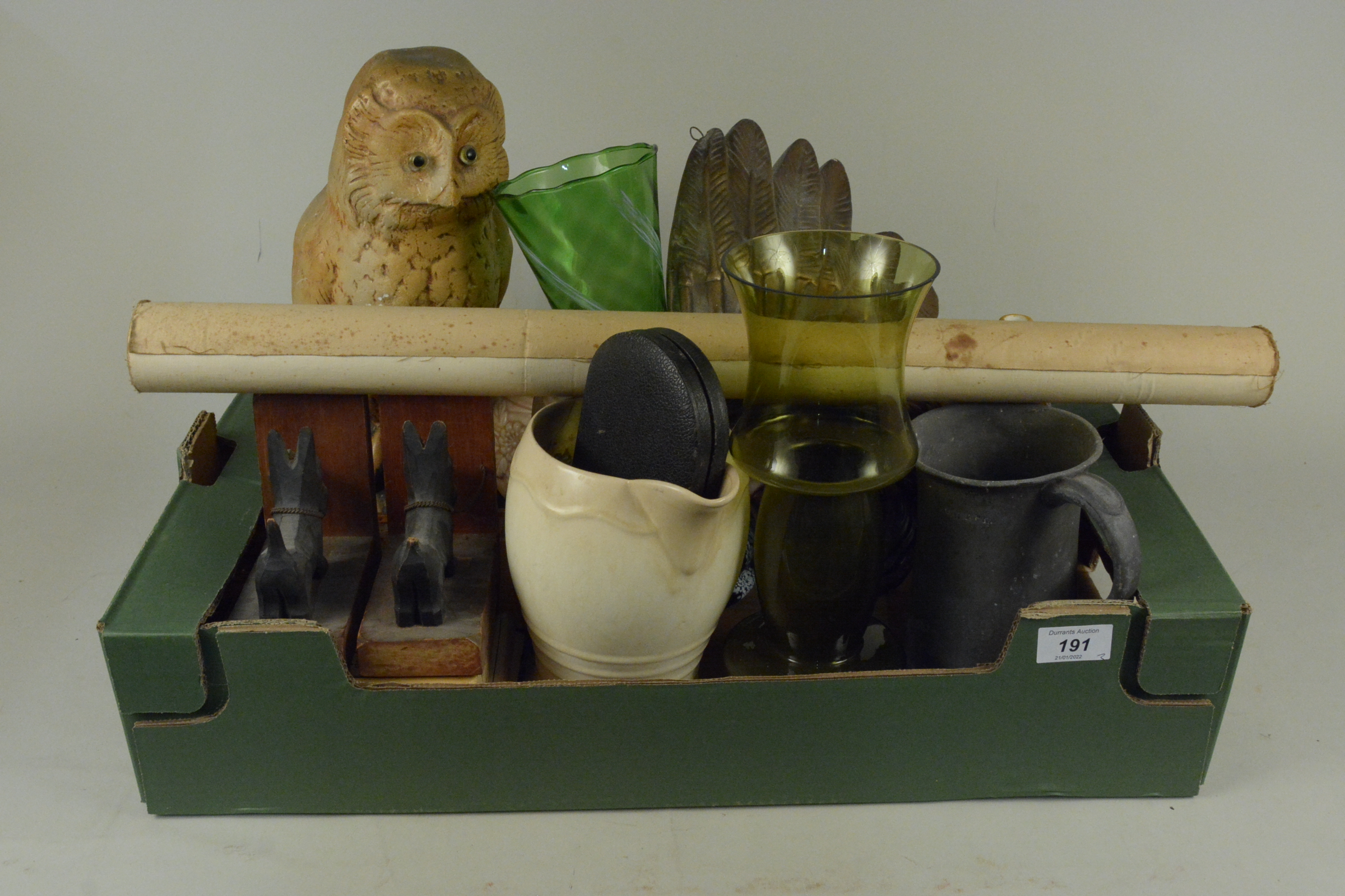 A large mixed lot including six vintage glass sweet shop jars, plaster Indian Chief plaque and owl, - Image 5 of 5