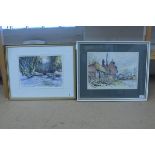 Two framed watercolours by William Porter 'Gt Tawney Farm' and 'Evening Chill'