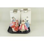Two boxed Royal Doulton figurines, 'Elizabeth' HN 4426, 'Susan' HN 4532 plus four unboxed figurines,