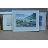 A framed watercolour of an estuary scene 'Mistley Essex' signed D Wincup plus a framed watercolour