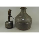 A Middle Eastern tinned copper water carrier plus a similar ewer