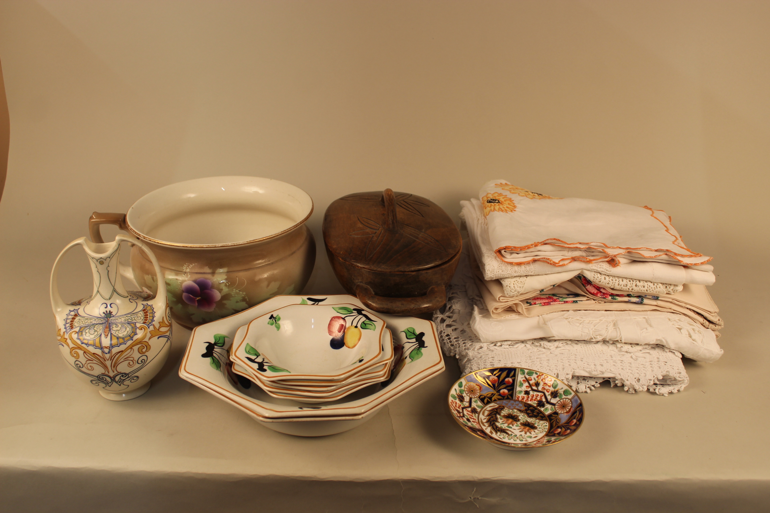 A mixed box including silver plated cutlery, lace and cotton tablecloths, - Image 2 of 3