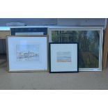 A framed watercolour 'Gt Yarmouth Town Hall' by Graham Howlett,