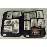 Ten Royal Hampshire Art Foundry silver plated figures of street sellers plus assorted military