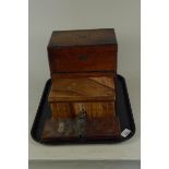 Two Victorian walnut sewing boxes,